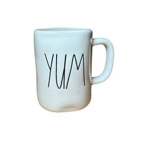 Rae Dunn Magenta YUM Coffee Mug Cup Dishwasher Safe White
